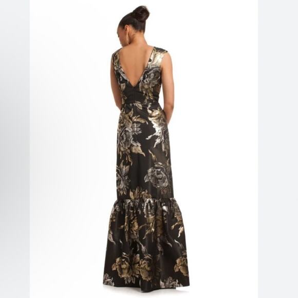 NWT Trina Turk Black Metallic Jacquard Floral Williams Dress Size 2 - Picture 4 of 8